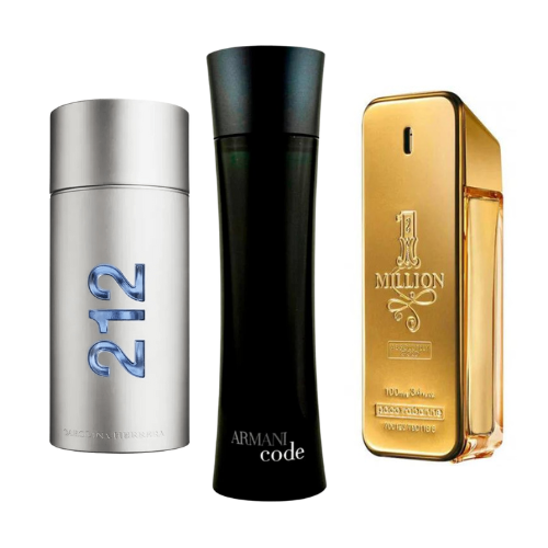 Combo de 3 perfumes 212 Men NYC, Paco Rabanne One Million, Armani Code Homme 100ml