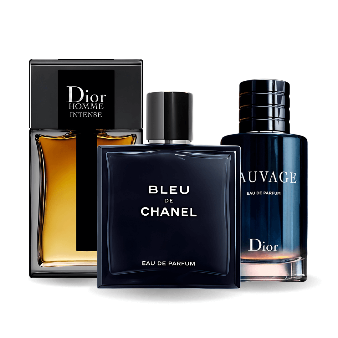 Combo de 3 perfumes Sauvage Dior, Bleu de Chanel, Dior Homme Intense 100ml 