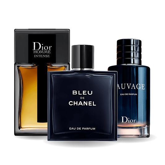 Combo de 3 perfumes Sauvage Dior, Bleu de Chanel, Dior Homme Intense 100ml 