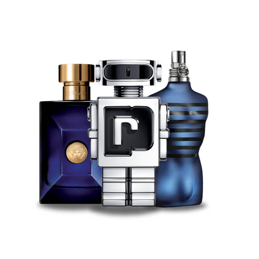 Combo de 3 perfumes Versace DYLAN BLUE, Paco Rabanne PHANTOM y Jean Paul Gaultier ULTRA MALE 100ml